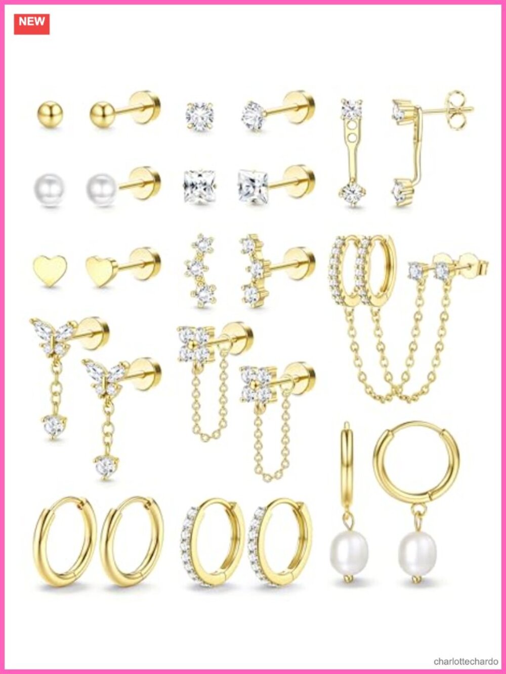 Hypoallergenic Flat Back Earrings Set for Women - Surgical Stainless Steel 14K